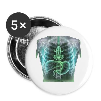 Röntgen Frosch im Hals Halloween - Buttons groß 56 mm (5er Pack) - Weiß - Vorne
