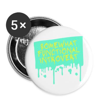 Somewhat Functional Introvert Spruch Logo Text - Buttons groß 56 mm (5er Pack) - Weiß - Vorne