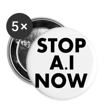 Stop ai now - Buttons groß 56 mm (5er Pack) - Weiß - Vorne