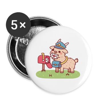 Cute Goat Postzustellung - Buttons groß 56 mm (5er Pack) - Weiß - Vorne