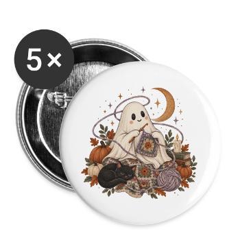 Cozy Ghost Knitting Autumn Night - Buttons groß 56 mm (5er Pack) - Weiß - Vorne