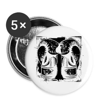 Boxhandschuhe Zeichnung - Buttons groß 56 mm (5er Pack) - Weiß - Vorne