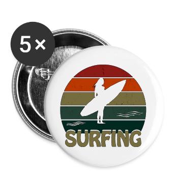 Surfing Sunset Woman - Buttons groß 56 mm (5er Pack) - Weiß - Vorne