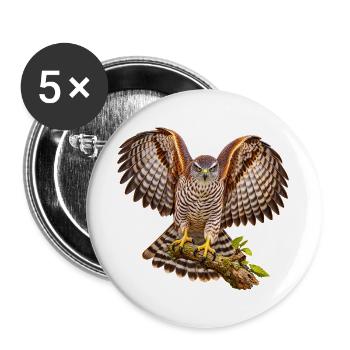 Habicht - Buttons groß 56 mm (5er Pack) - Weiß - Vorne