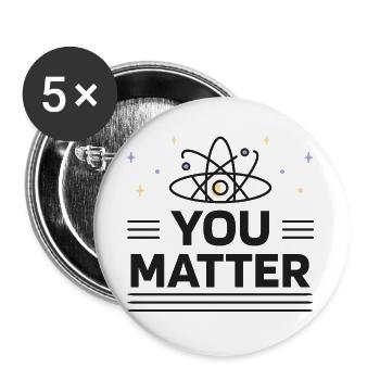  Physik, Biologie, Naturwissenschaften Mathe - Buttons groß 56 mm (5er Pack) - Weiß - Vorne