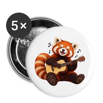 Gitarrenspielender Red Panda - Buttons groß 56 mm (5er Pack) - Weiß - Vorne
