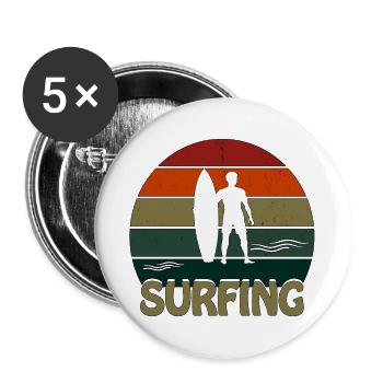 Surfing Sunset Man - Buttons groß 56 mm (5er Pack) - Weiß - Vorne