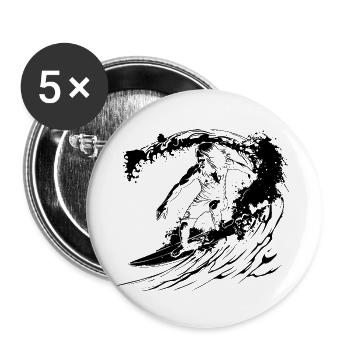 Surfer - Buttons groß 56 mm (5er Pack) - Weiß - Vorne