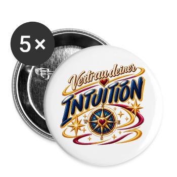 Vertrau deiner Intuition - Buttons groß 56 mm (5er Pack) - Weiß - Vorne
