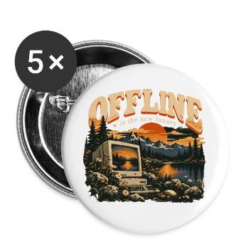 Offline ist der neue Luxus – Retro Natur & Digital - Buttons groß 56 mm (5er Pack) - Weiß - Vorne