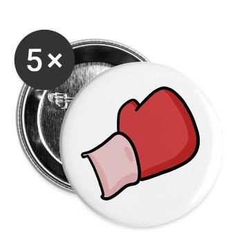 Boxhandschuhe Motiv Boxen - Buttons groß 56 mm (5er Pack) - Weiß - Vorne