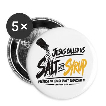 Graffiti-Skript-Burst-Logo - Buttons groß 56 mm (5er Pack) - Weiß - Vorne