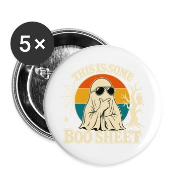 Das ist wirklich ein lustiges Retro-Geister-Halloween auf einem Boo Sheet. - Buttons groß 56 mm (5er Pack) - Weiß - Vorne