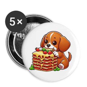 Beagle Liebt Lasagne Italienisch Hund Liebe Lasagn - Buttons groß 56 mm (5er Pack) - Weiß - Vorne