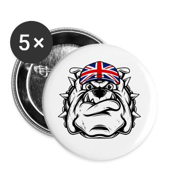 Britische Bulldogge - Buttons groß 56 mm (5er Pack) - Weiß - Vorne