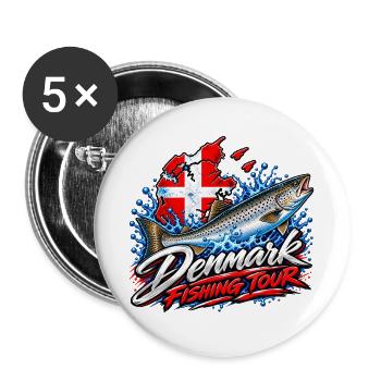 Fishing Tour Denmark - Buttons groß 56 mm (5er Pack) - Weiß - Vorne