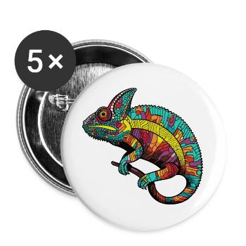 Bunt Chamäleon Muster - Buttons groß 56 mm (5er Pack) - Weiß - Vorne