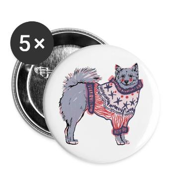 FINNISCHER SPITZ IM JUMPER - Buttons groß 56 mm (5er Pack) - Weiß - Vorne