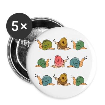 Schnecken - Buttons groß 56 mm (5er Pack) - Weiß - Vorne