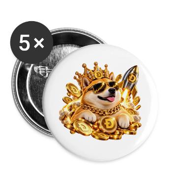 Doge to the Moon - Buttons groß 56 mm (5er Pack) - Weiß - Vorne