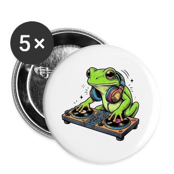 DJ Frosch - Buttons groß 56 mm (5er Pack) - Weiß - Vorne