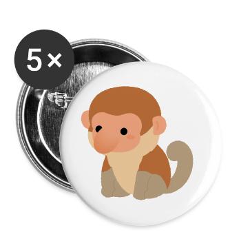 Rüsselaffen-Plüsch-Silhouette - Buttons groß 56 mm (5er Pack) - Weiß - Vorne