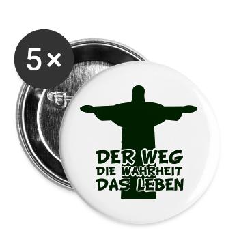 Jesus Der Weg Die Wahrheit Das Leben - Buttons groß 56 mm (5er Pack) - Weiß - Vorne