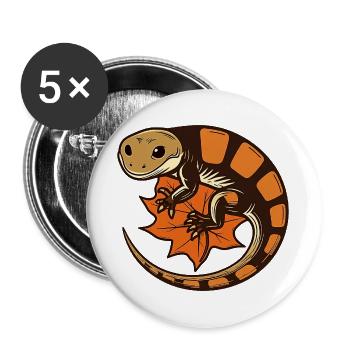 Salamander auf Herbstblatt - Buttons groß 56 mm (5er Pack) - Weiß - Vorne