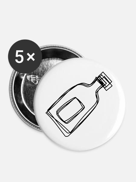 Flaschenpost handgezeichnet - Buttons groß 56 mm (5er Pack) - Weiß