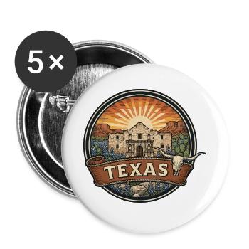 Texas Alamo Lone Star Vintage-Reiseabzeichen - Buttons groß 56 mm (5er Pack) - Weiß - Vorne