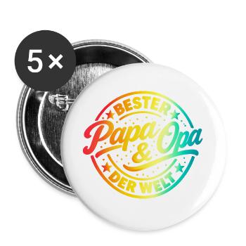 Bester Papa und Opa der Welt - Buttons groß 56 mm (5er Pack) - Weiß - Vorne