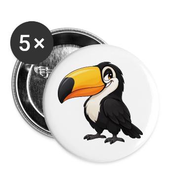 Toucan Vogel Paradiesvogel Cartoon süß - Buttons groß 56 mm (5er Pack) - Weiß - Vorne
