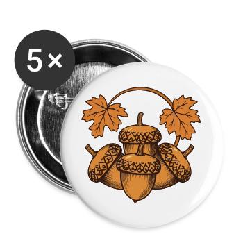 Eicheln im Herbstkranz - Buttons groß 56 mm (5er Pack) - Weiß - Vorne