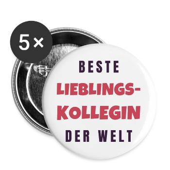 Beste Lieblingskollegin der Welt - Buttons groß 56 mm (5er Pack) - Weiß - Vorne