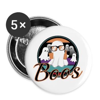 Lustige Halloween-Süßigkeit - Buttons groß 56 mm (5er Pack) - Weiß - Vorne