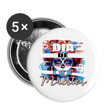 La Catrina  - Buttons groß 56 mm (5er Pack) - Weiß - Vorne