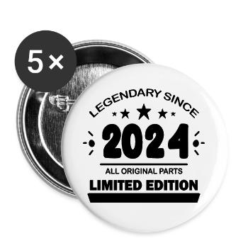 Jahrgang 2024 - Buttons groß 56 mm (5er Pack) - Weiß - Vorne