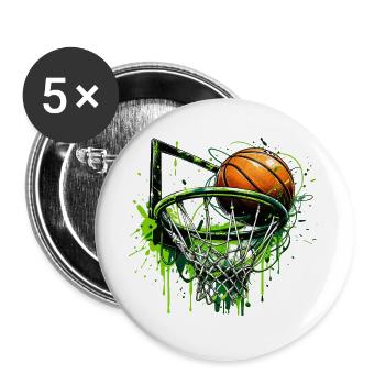 Basketball - Buttons groß 56 mm (5er Pack) - Weiß - Vorne
