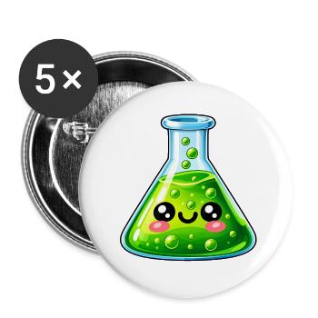Grüner Blubber im Erlenmeyer - Buttons groß 56 mm (5er Pack) - Weiß - Vorne