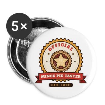 Offizieller Mince Pie Taster, Level: Experte - Buttons groß 56 mm (5er Pack) - Weiß - Vorne