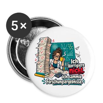 MINT Lehrer Korrektur Humor Lehrerspruch - Buttons groß 56 mm (5er Pack) - Weiß - Vorne