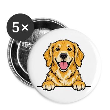 Golden Retriever - Buttons groß 56 mm (5er Pack) - Weiß - Vorne