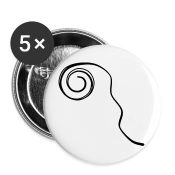 Luftschlange handgezeichnet - Buttons groß 56 mm (5er Pack) - Weiß - Vorne