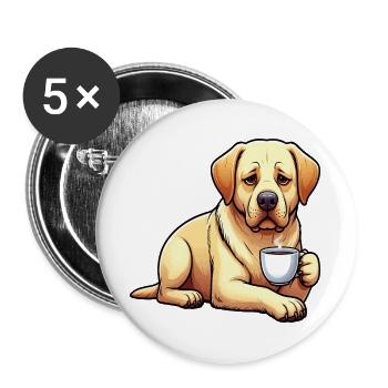 Labrador Labradorbesitzer Labradorliebhaber Labbi - Buttons groß 56 mm (5er Pack) - Weiß - Vorne