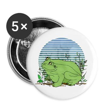 Frosch - Buttons groß 56 mm (5er Pack) - Weiß - Vorne