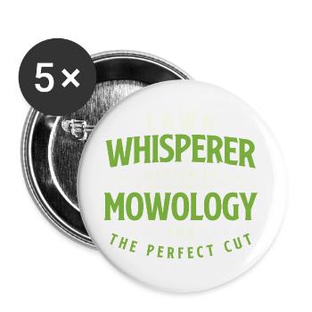 Rasenflüsterer, Meister der Rasenkunde – Rasenpflege - Buttons groß 56 mm (5er Pack) - Weiß - Vorne