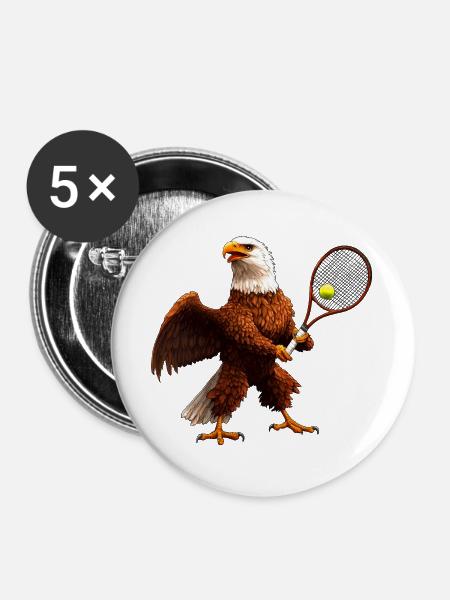 Tennis Adler Eagle - Buttons groß 56 mm (5er Pack) - Weiß