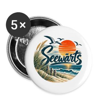 Seewärts Strandsunset - Buttons groß 56 mm (5er Pack) - Weiß - Vorne