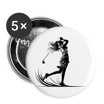 Golf Mädchen - Buttons groß 56 mm (5er Pack) - Weiß - Vorne