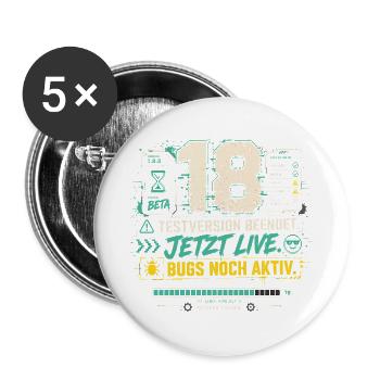 18 Geburtstag Gamer Geschenk Volljährigkeit Gaming - Buttons groß 56 mm (5er Pack) - Weiß - Vorne